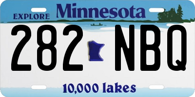 MN license plate 282NBQ