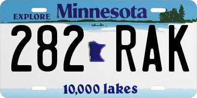 MN license plate 282RAK