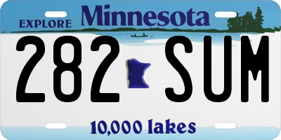 MN license plate 282SUM