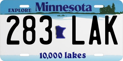 MN license plate 283LAK