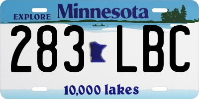 MN license plate 283LBC