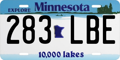 MN license plate 283LBE