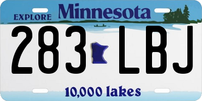 MN license plate 283LBJ
