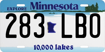 MN license plate 283LBO