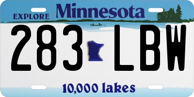 MN license plate 283LBW