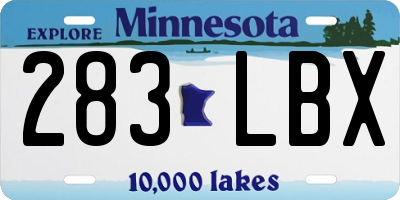 MN license plate 283LBX