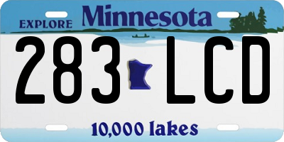 MN license plate 283LCD