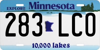 MN license plate 283LCO