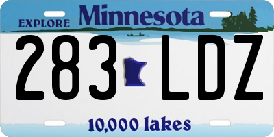 MN license plate 283LDZ