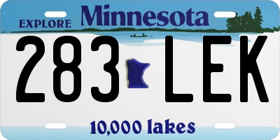 MN license plate 283LEK