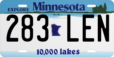 MN license plate 283LEN