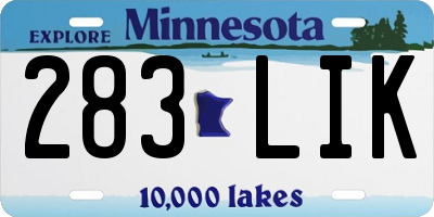 MN license plate 283LIK