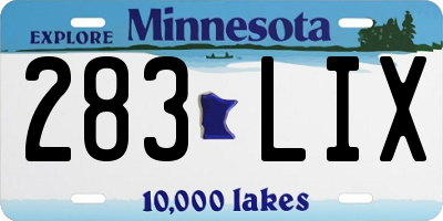 MN license plate 283LIX