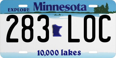 MN license plate 283LOC