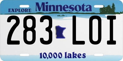 MN license plate 283LOI