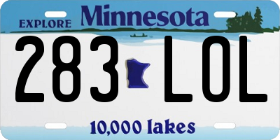 MN license plate 283LOL