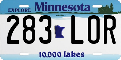 MN license plate 283LOR