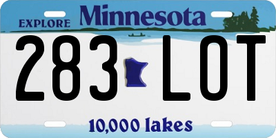 MN license plate 283LOT
