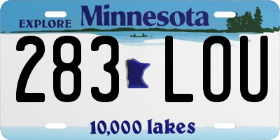 MN license plate 283LOU