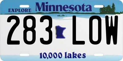 MN license plate 283LOW