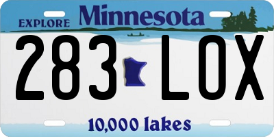 MN license plate 283LOX
