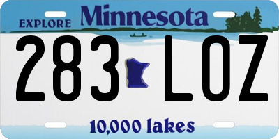 MN license plate 283LOZ