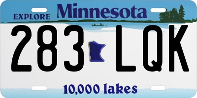 MN license plate 283LQK