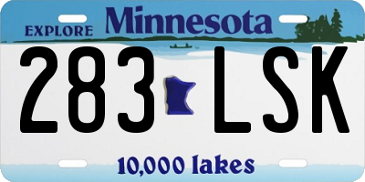 MN license plate 283LSK