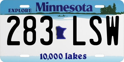 MN license plate 283LSW