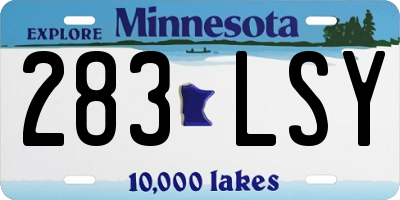 MN license plate 283LSY