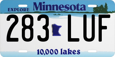 MN license plate 283LUF