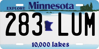 MN license plate 283LUM