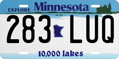 MN license plate 283LUQ