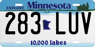 MN license plate 283LUV