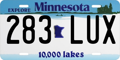 MN license plate 283LUX
