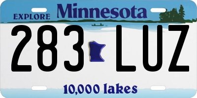MN license plate 283LUZ