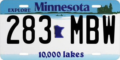 MN license plate 283MBW