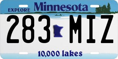 MN license plate 283MIZ