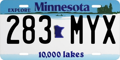 MN license plate 283MYX