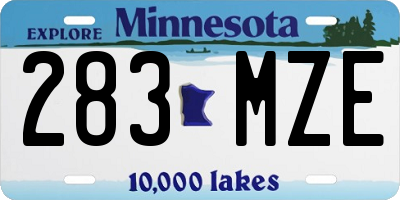 MN license plate 283MZE