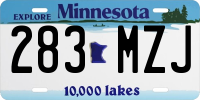 MN license plate 283MZJ
