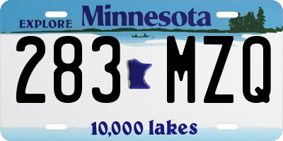 MN license plate 283MZQ
