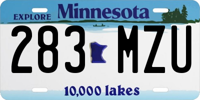 MN license plate 283MZU