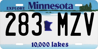 MN license plate 283MZV