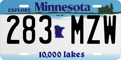 MN license plate 283MZW