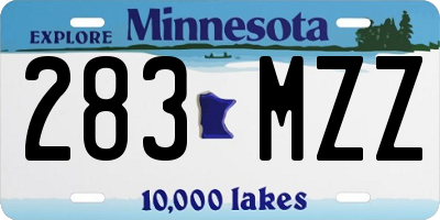 MN license plate 283MZZ