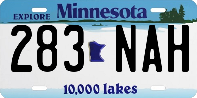 MN license plate 283NAH