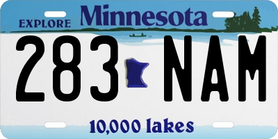 MN license plate 283NAM
