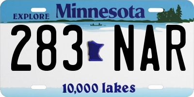 MN license plate 283NAR