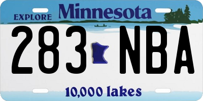 MN license plate 283NBA
